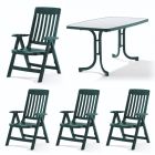 Klappsessel-Set Palma mit Boulevard-Klapptisch 150 x 90 cm smaragdgrün
