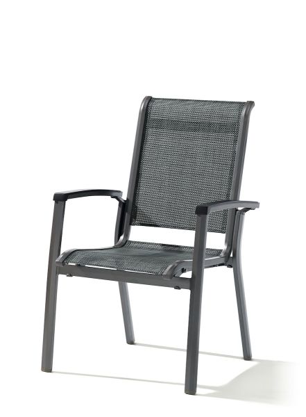 Calvi Stapelsessel für den Garten, Hellgrau, aus Aluminium und Textilux® Kunstfasergewebe