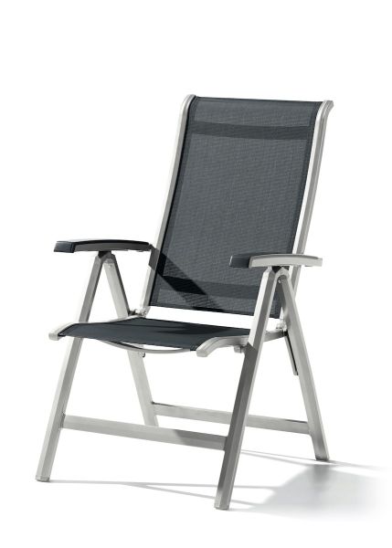 Calvi Klappsessel für den Garten, Hellgrau, aus Aluminium und Textilux® Kunstfasergewebe