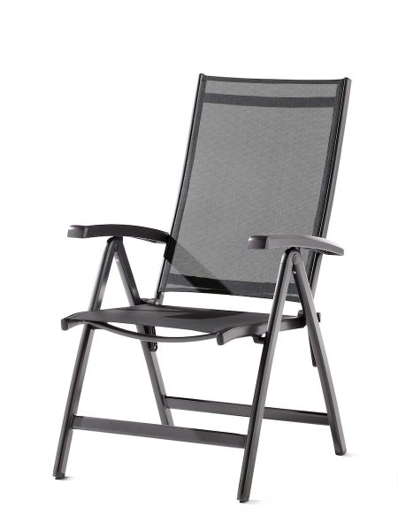 Salerno Klappsessel für den Garten, Eisengrau, aus Aluminium und Textilux® Kunstfasergewebe