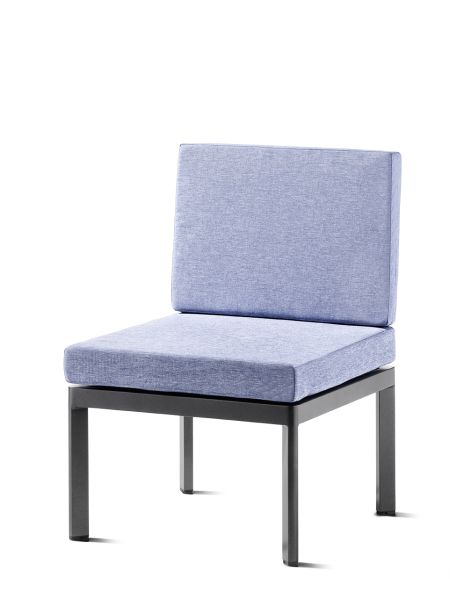 LUGO Lounge: Basis eisengrau + Sitz- und Rückenkissen hellblau