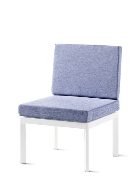 LUGO Lounge: Basis weiß + Sitz- und Rückenkissen hellblau