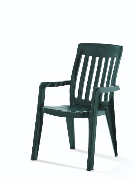 Palma Stapelsessel für den Garten, Smaragdgrün, Weiß, aus Vollkunststoff