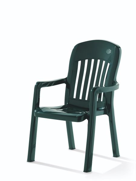 Comtesse Stapelsessel für den Garten, Smaragdgrün, Weiß, aus Vollkunststoff
