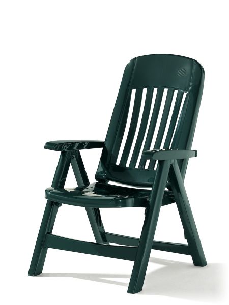 Comtesse Klappsessel für den Garten, Smaragdgrün, Weiß, aus Vollkunststoff