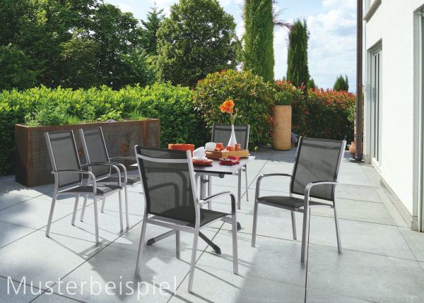 Meran Gartenmöbel Set für 4 Personen - 4 Stapelsessel + 1 Klapptisch