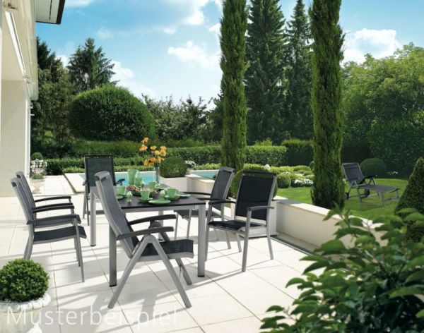 Royal Gartenmöbel Set für 8 Personen - Mit 6 Stapelsesseln, 2 Klappsesseln und einem Lofttisch 220 x 100 cm